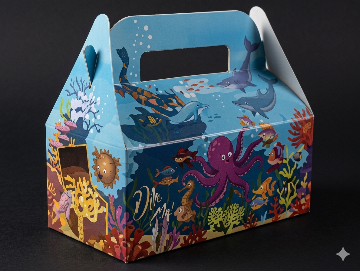 Kids Box - Een leuke box met frietjes, een sausje, een snack en een drankje.
